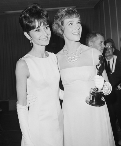 Audrey Hepburn and Julie Andrews with Oscar